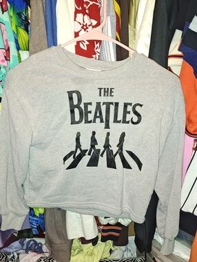 The Beatles Black Logo Pullover - Light Gray
